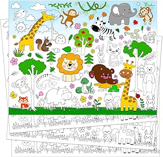 30 Pcs Jungle Wild Animals Coloring Poster Pack, Safari Zoo Party Favor Set Jungle Zoo World Paint Paper Craft Art Coloring Posters for Students School Craft Classroom Activities Supply,14x11 Inch