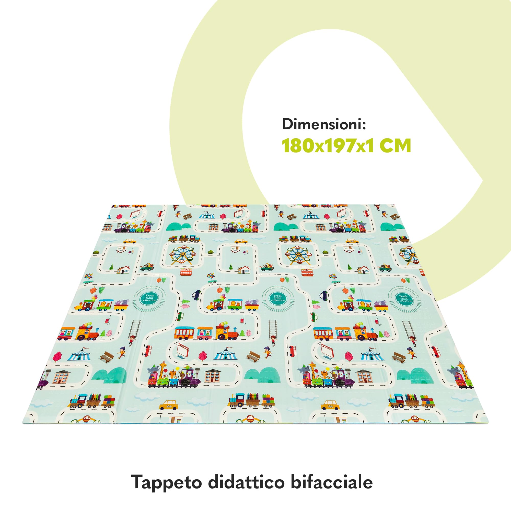 lionelo Robby Grande Reversibile Tappetino Gioco e educativo 200x180cm Neonati Bambini Leggero Pieghevole Impermeabile Certificato Materiale Non Contiene Sostanze chimiche nocive