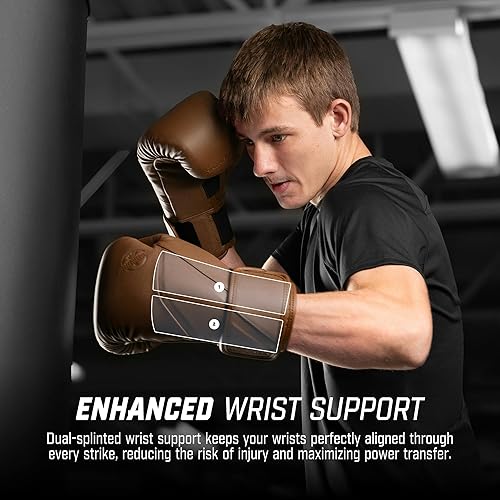 Miniatura 4 de Hayabusa Guantes de boxeo de cuero E1 para hombres y mujeres, protección de muñeca y nudillos, soporte de muñeca con doble férula, acolchado para