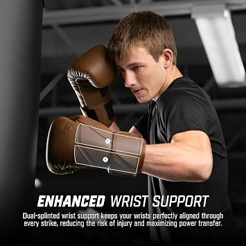 Hayabusa E1 Leather Boxing Gloves for Men and Women Wrist and Knuckle Protection, Dual Splinted Wrist Support, Cloud-Like Knuckle Padding