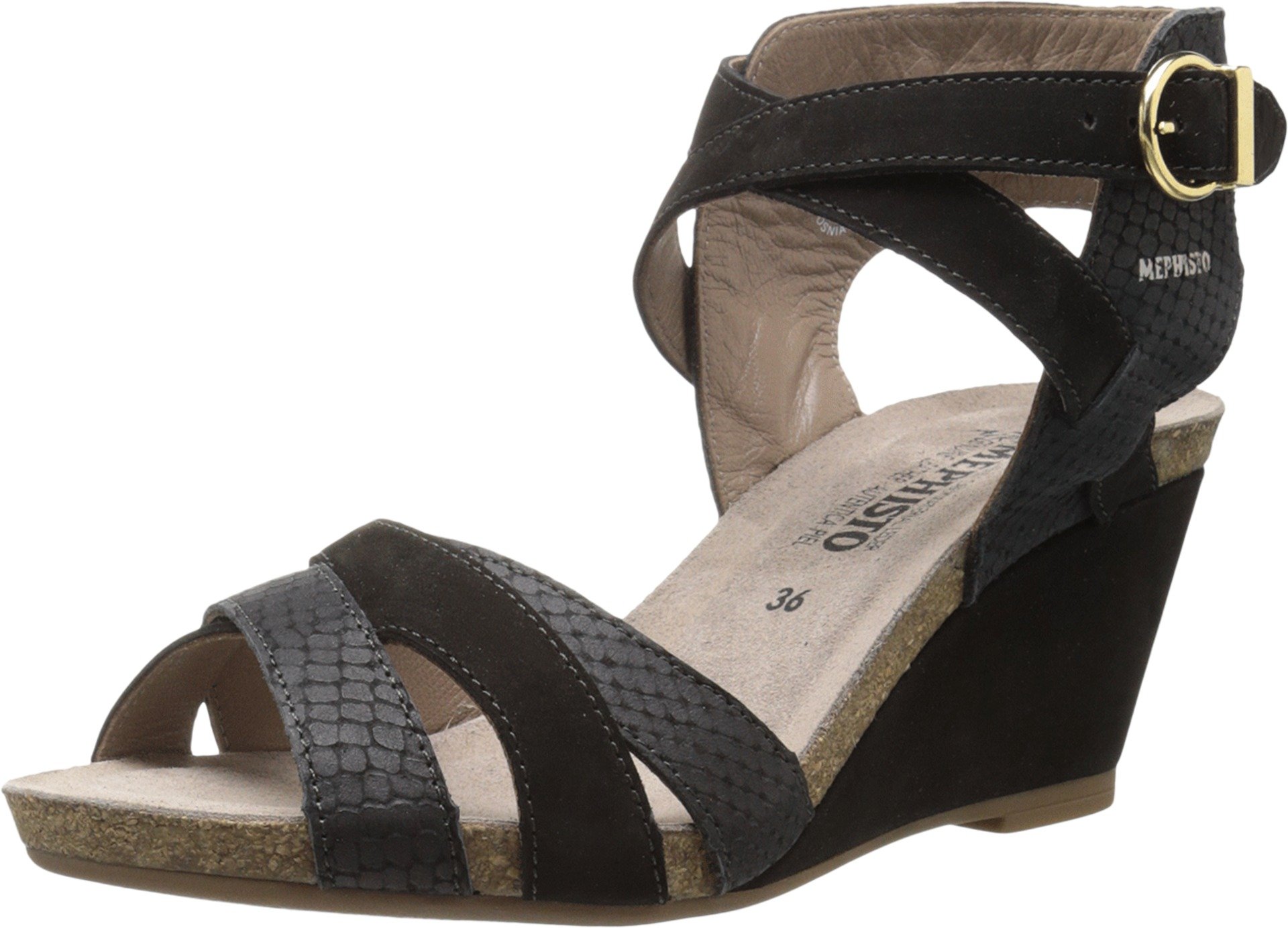 Mephisto Women's Jorine Black Bucksoft/Mamba Wedge