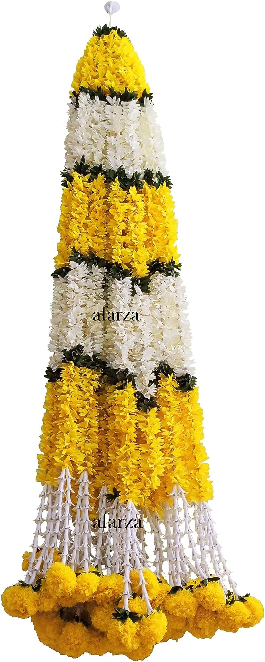 Garland Toran for Door Entrance Bandarwal Festival Relegious Handmade Home Decoration Hanging 4 Pieces 5 Feet (White-Yellow)