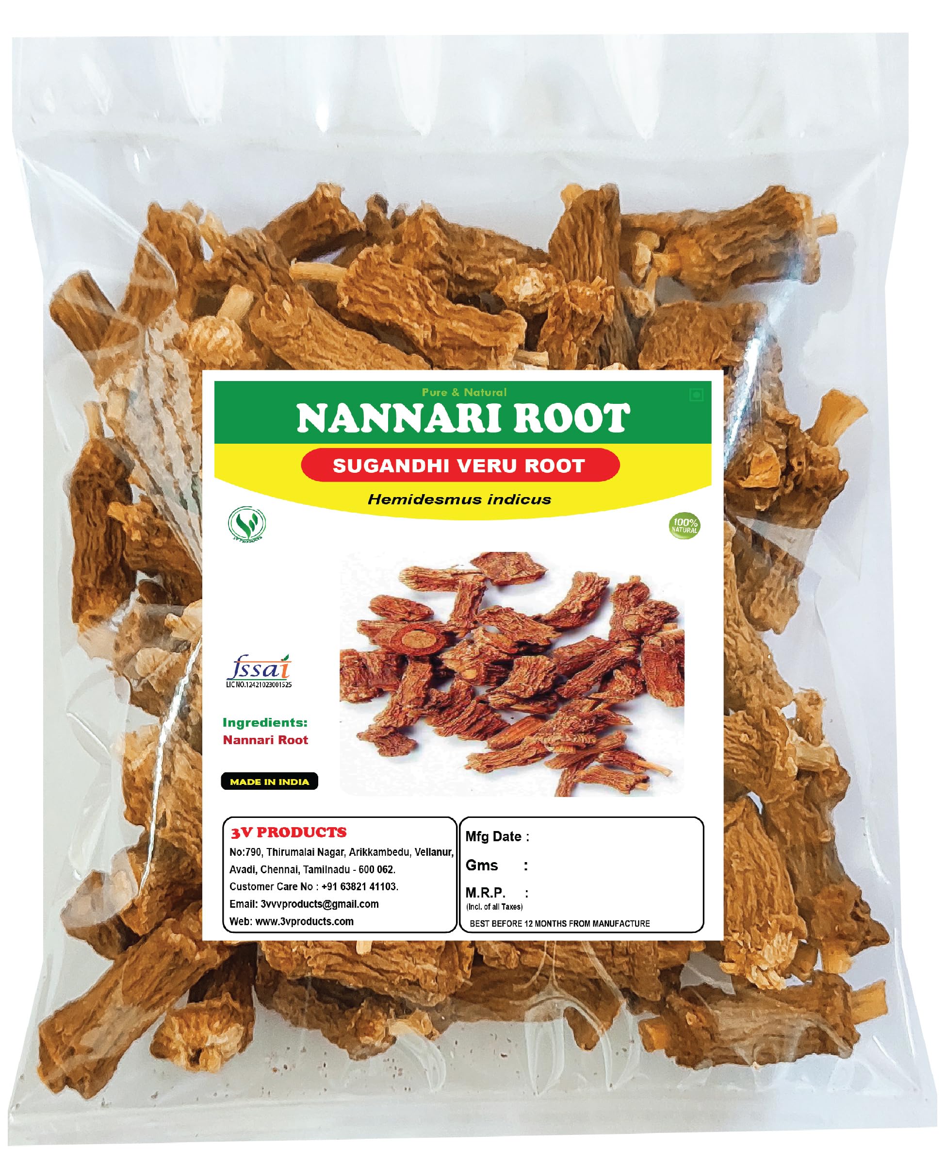 3V PRODUCTS Nannari Roots - Pack of 2x50g - Sugandhi Veru | Anantmool | Indian Sarsaparilla | Hemidesmus Indicus for Body Heat reduce & Diabetics (B0D2Y1D496) Amazon Price History, Amazon Price Tracker
