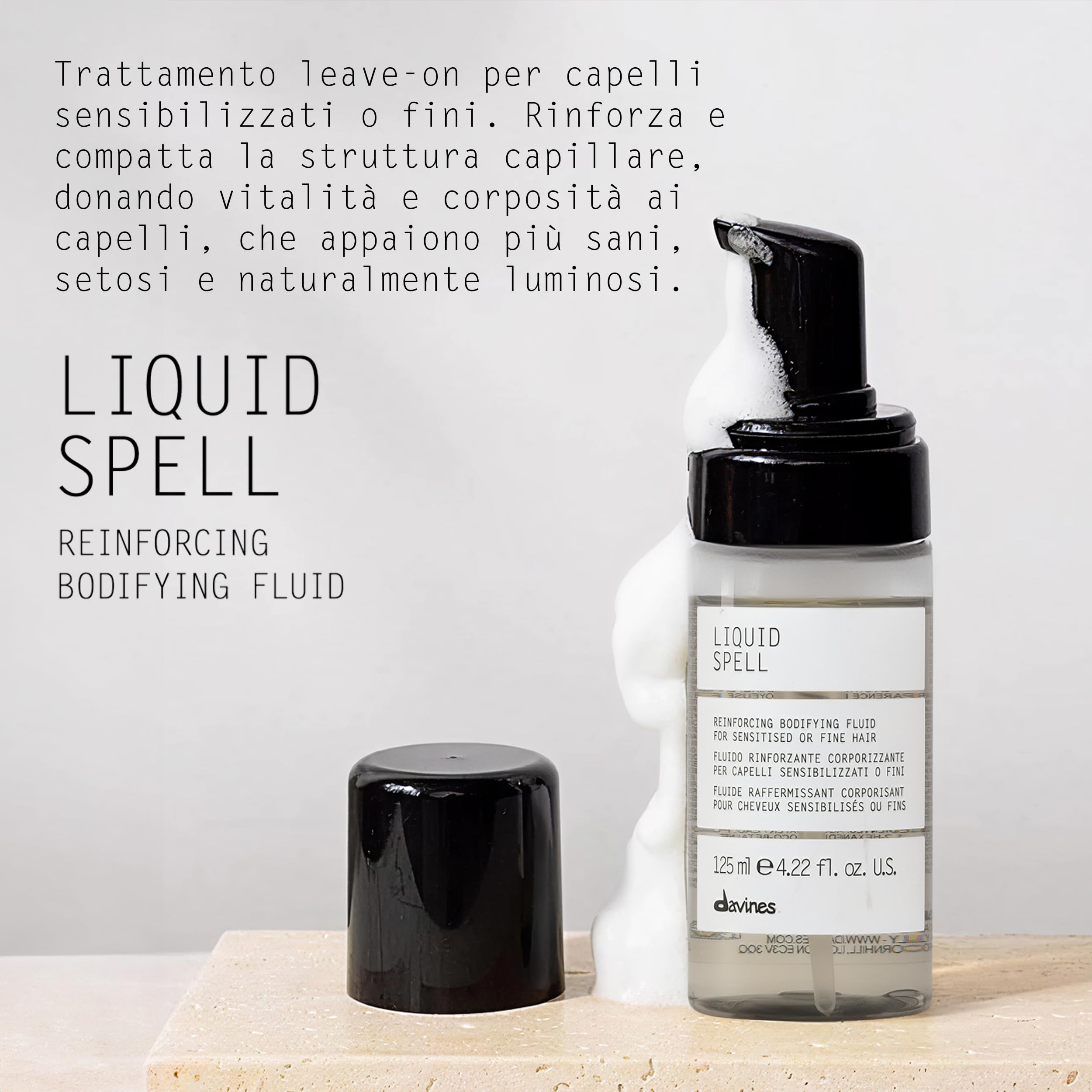 Davines Liquid Spell Reinforcing Bodifying Fluid - Fluido rinforzante corporizzante - Trattamento leave-on per capelli sensibilizzati o fini - 50 ml