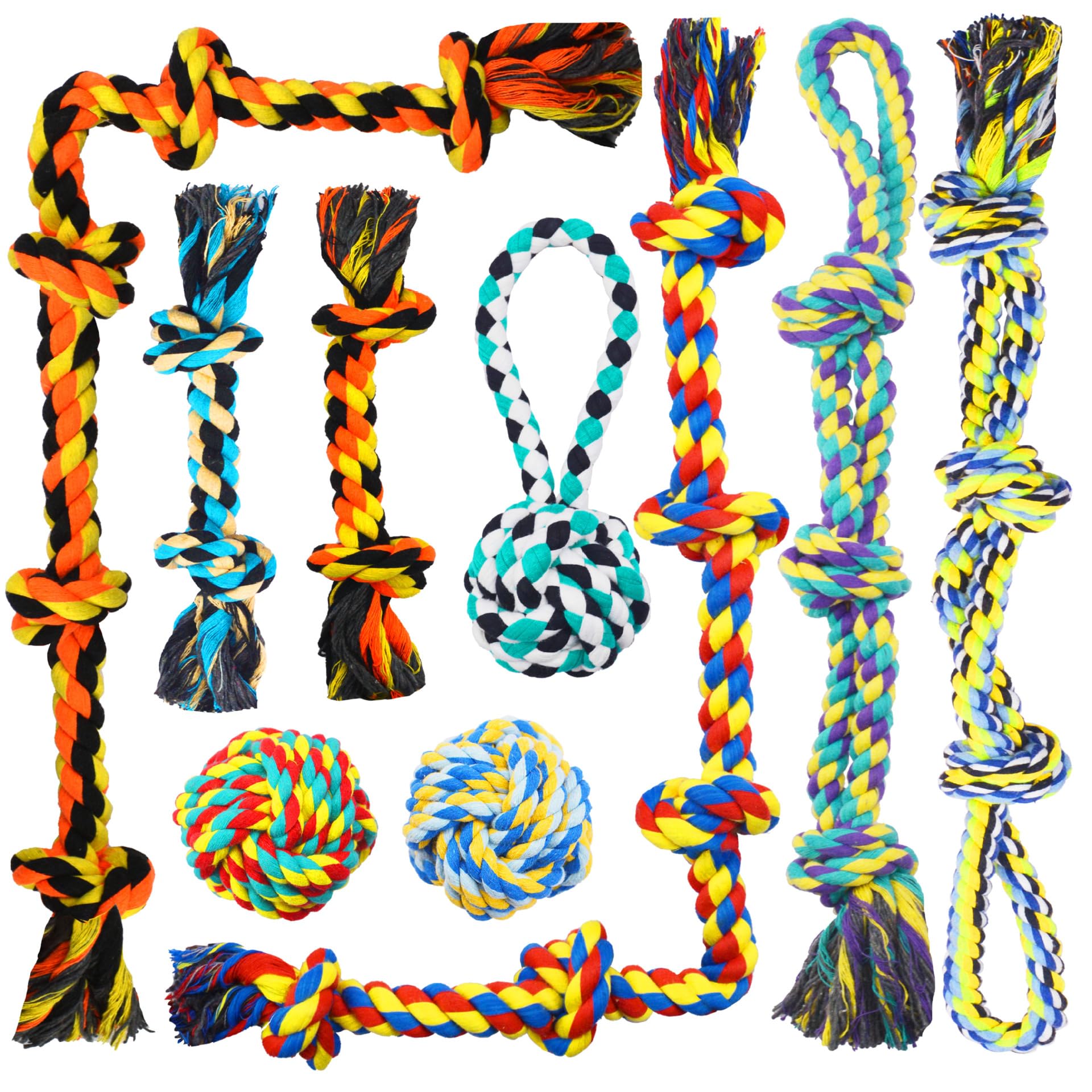 Speedy Panther 9 Pack Large Dog Rope Toys for Aggressive Chewers 5 Knots Indestructible Chew Toy Kit for Medium Large Dogs Puppy Teething Tug Toy