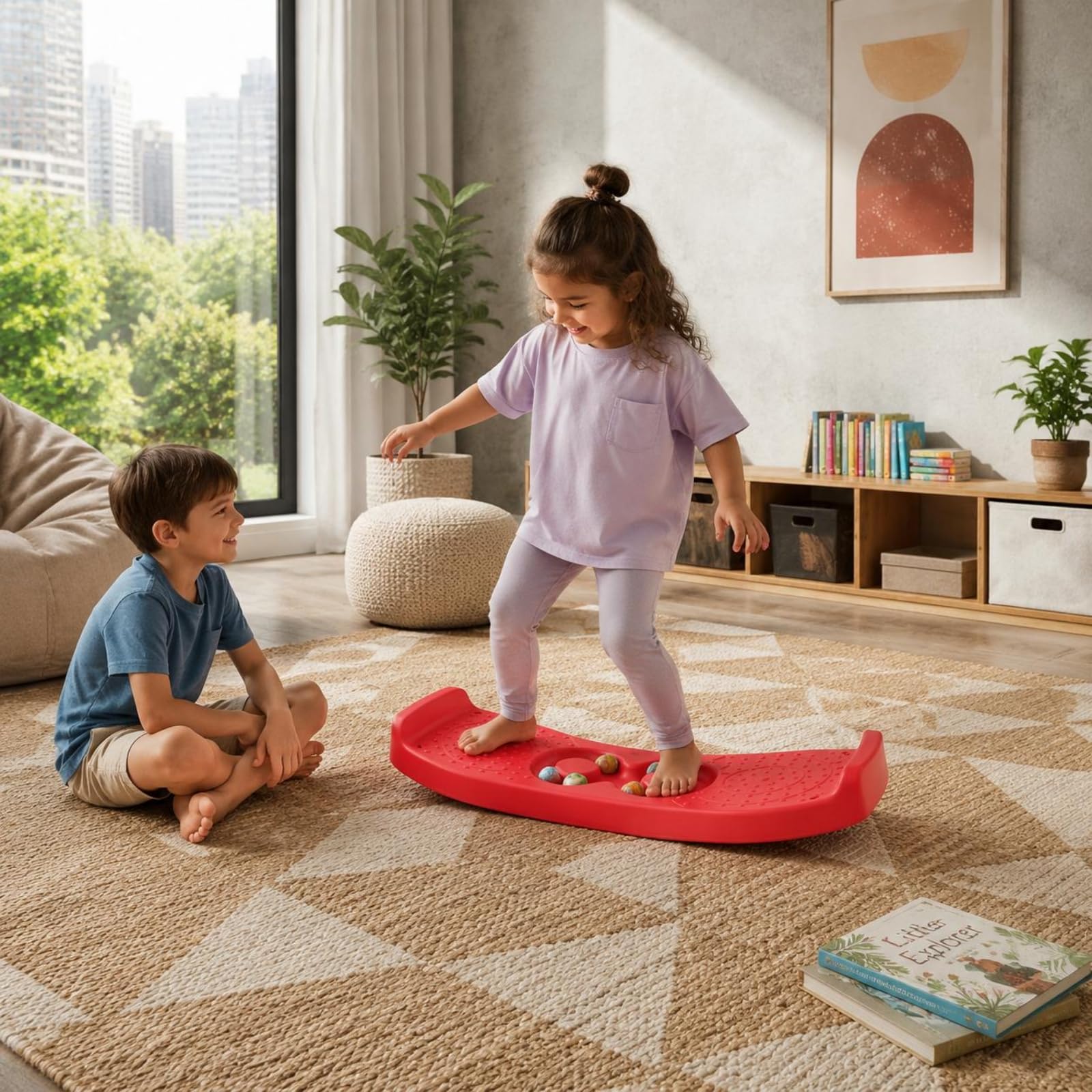 Tabla Equilibrio Extremos Altos Tabla Balance Acabado Brillante Juguete Infantil para Niños
