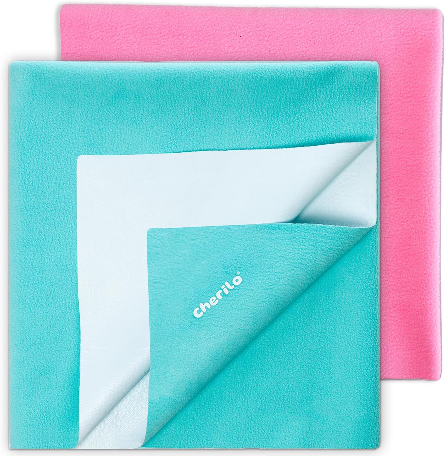 Cherilo Waterproof Quickdry Baby Dry Sheet Combo Pack, Medium (Pink + Sea Green)