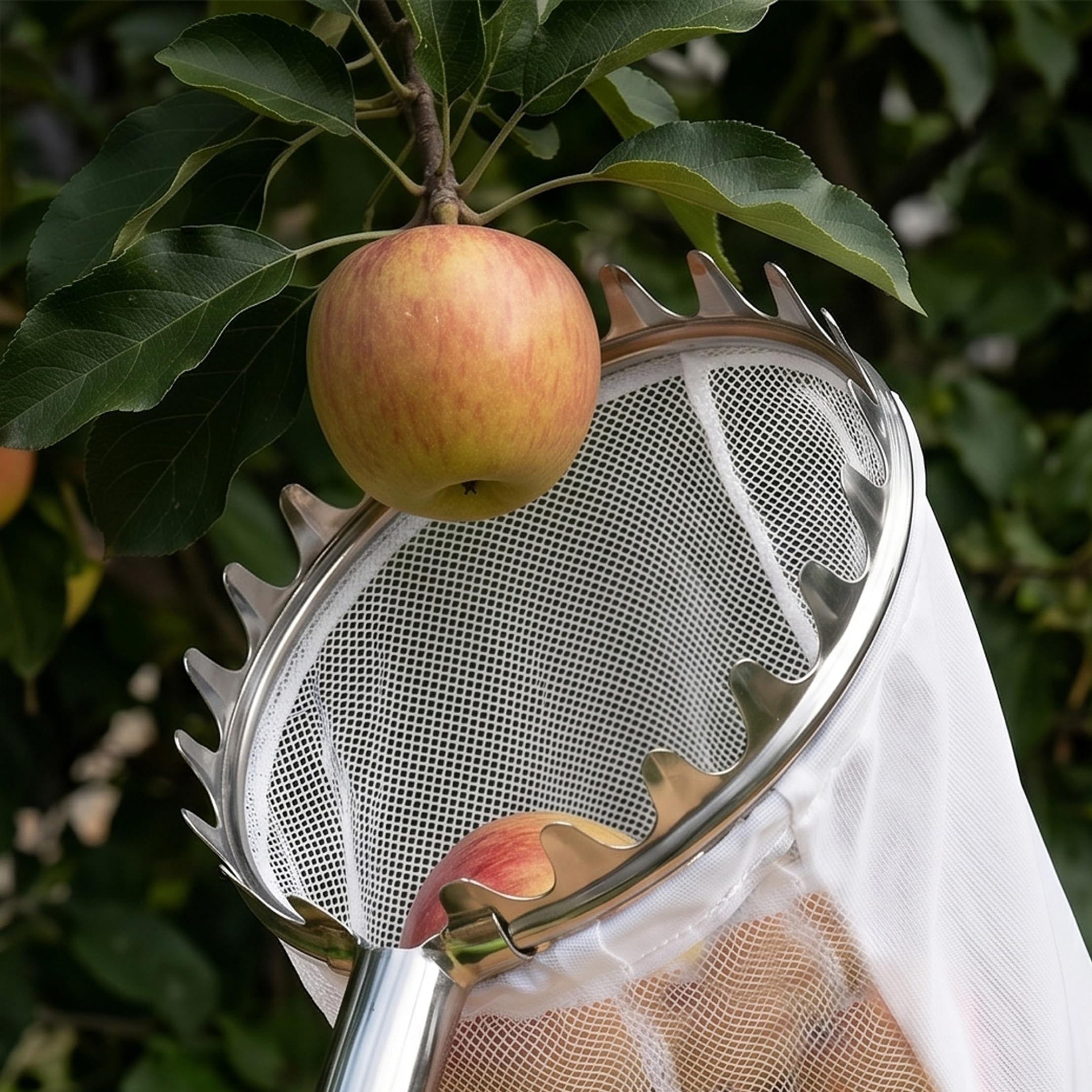Raccoglifrutta, Asta raccoglifrutta telescopica a 10 sezioni con cestello – estende Fino a 4 m/13, 12 Piedi, Portatile per Mele, prugne, Argento e Verde, Asta con cestello telescopico