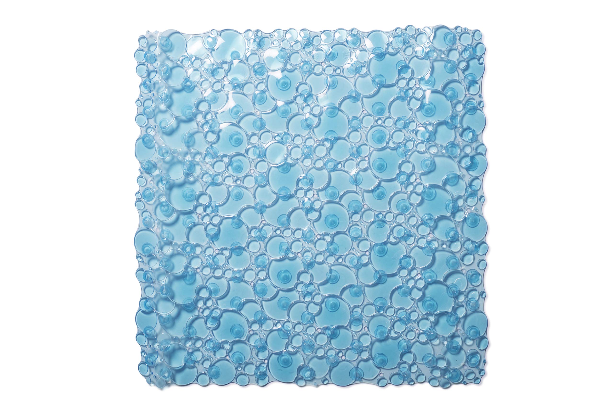 Croydex Bubbles Non-Phthalate Slip-Resistant PVC Suction Shower Mat, Blue, 53 x 53cm