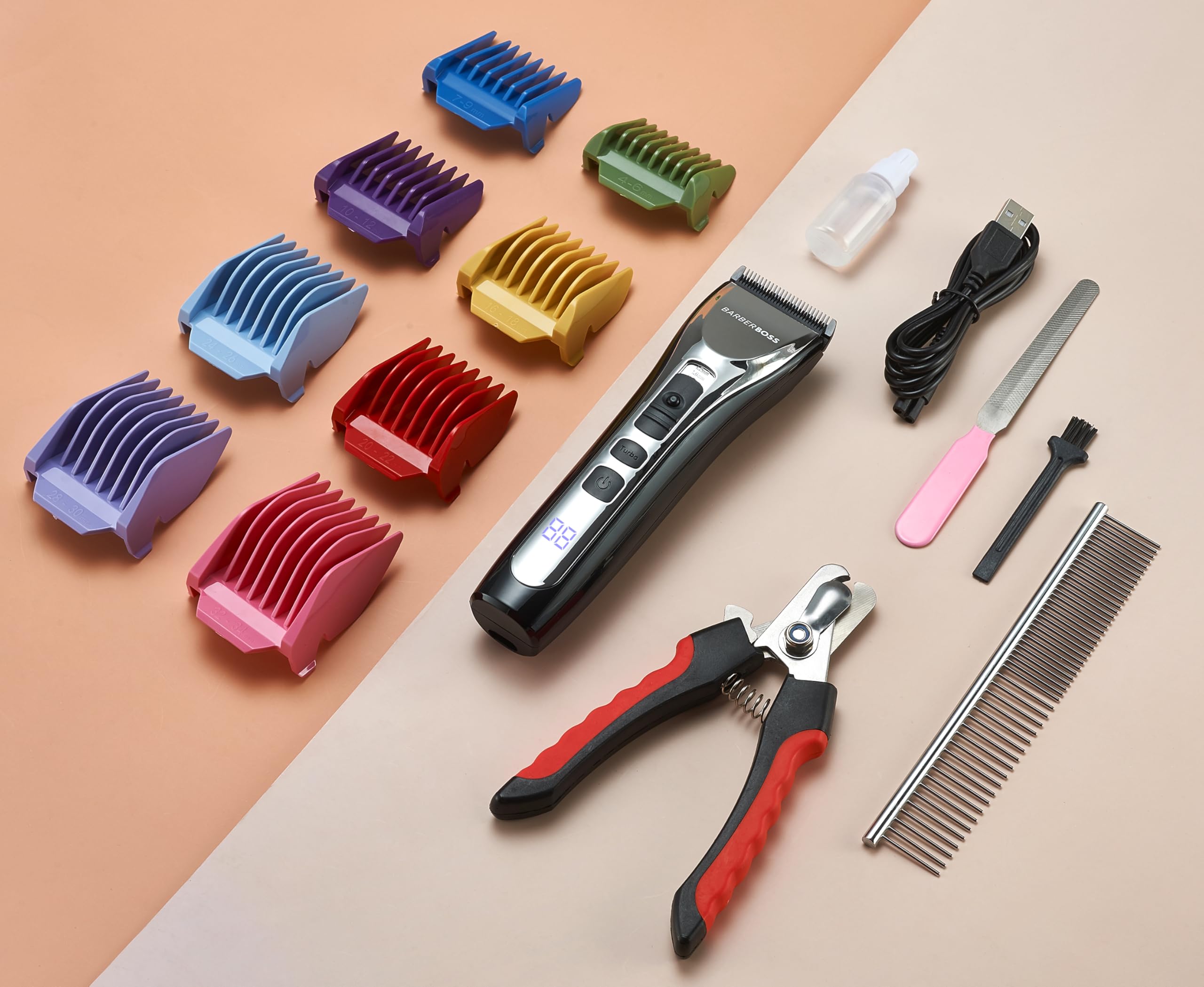 BarberBoss Cortapelos inalámbricos para mascotas: kit de aseo profesional para perros y gatos, recortador silencioso para pelo grueso y enredado, peluquero para mascotas