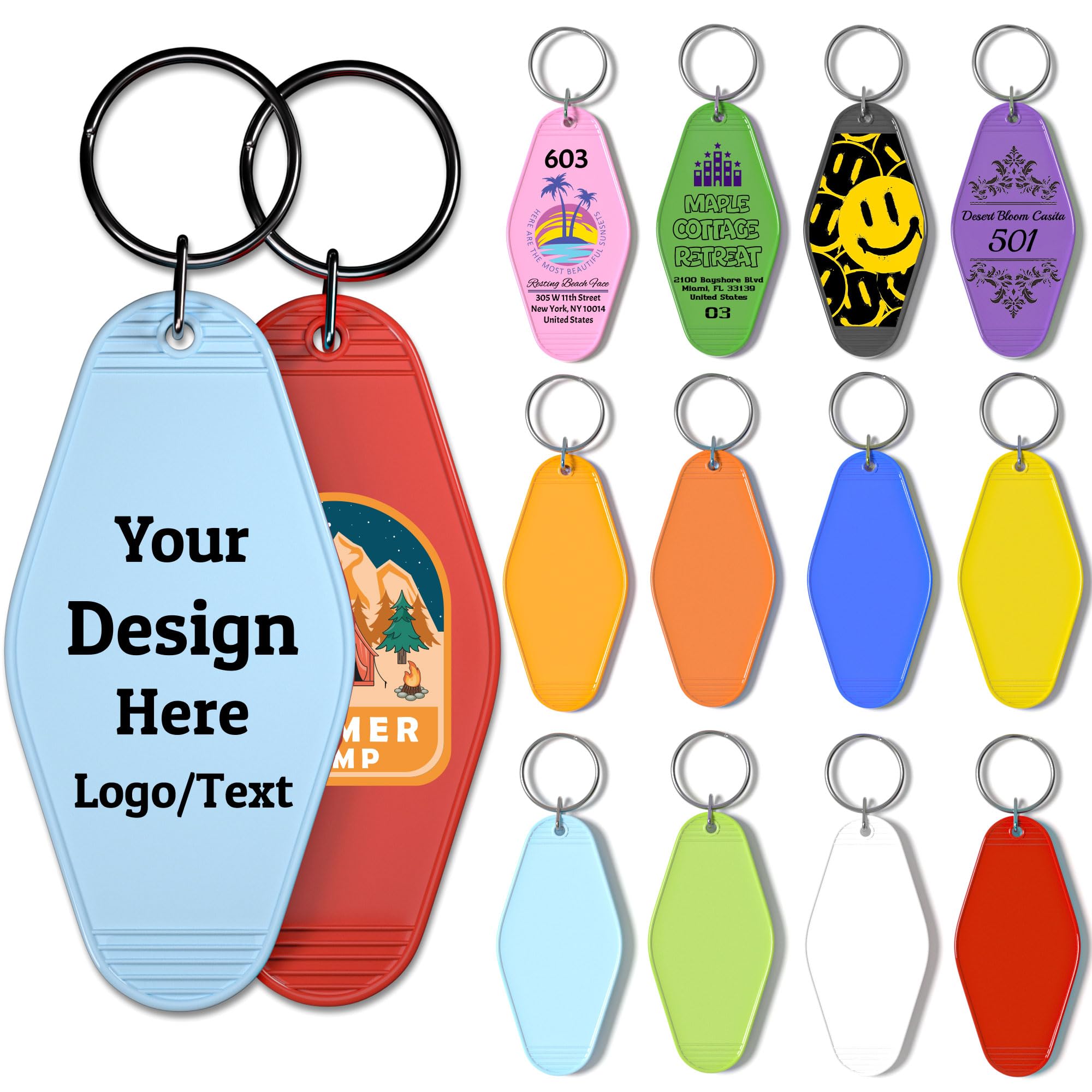 QEADEAYEA 30PCS Custom Hotel Motel Keychain, Vintage Motel Keychain Bulk with Logo/Text, Acrylic Keychains, Key Tags