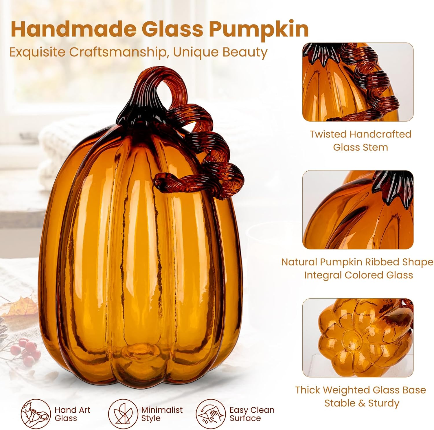 Hand-Blown Glass Pumpkin Figurines Collectibles