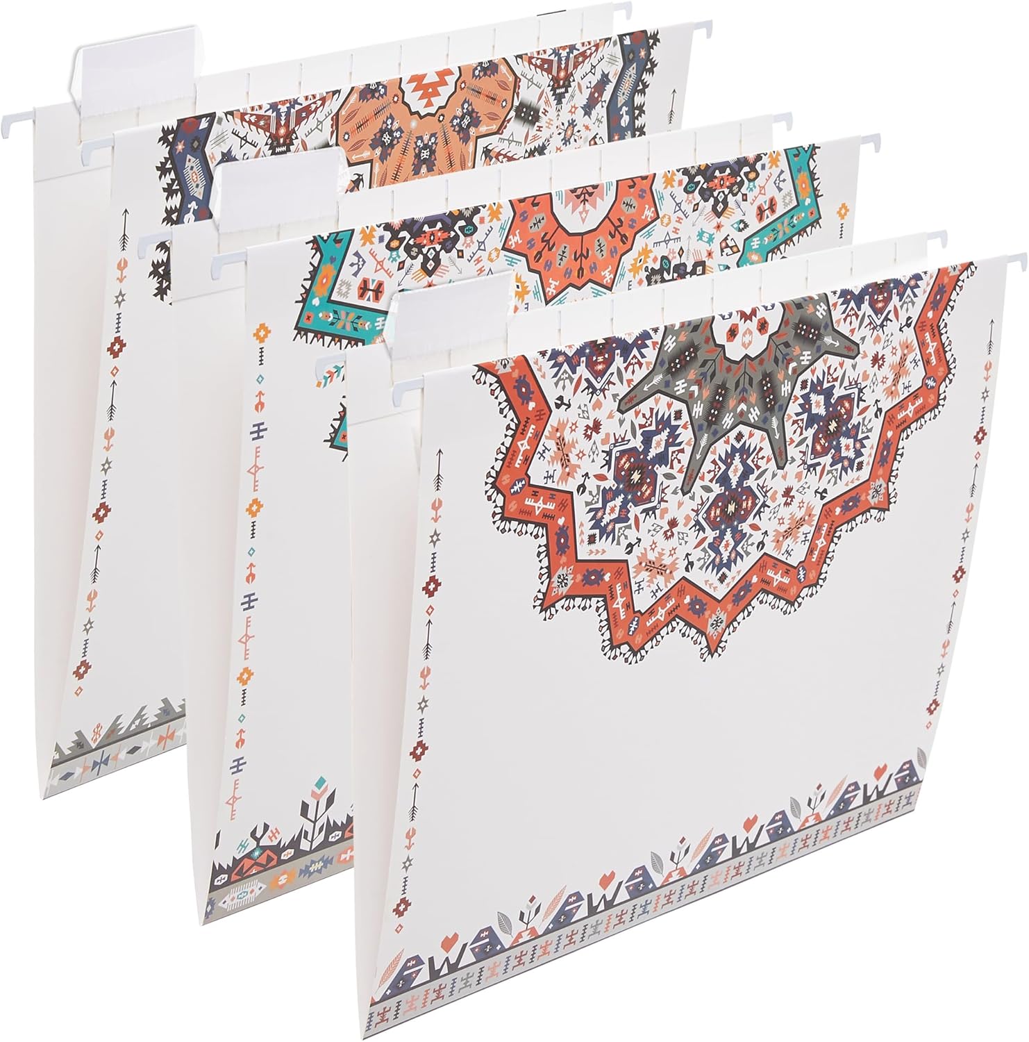 Y YOMA 6 Pack Decorative Hanging File Folders Letter Size Marble Cute Hanging Folder Pretty File Folder Organizer for Filing Cabinet Office Home with 1/5-Cut Adjustable Tabs, 3 Indian Style