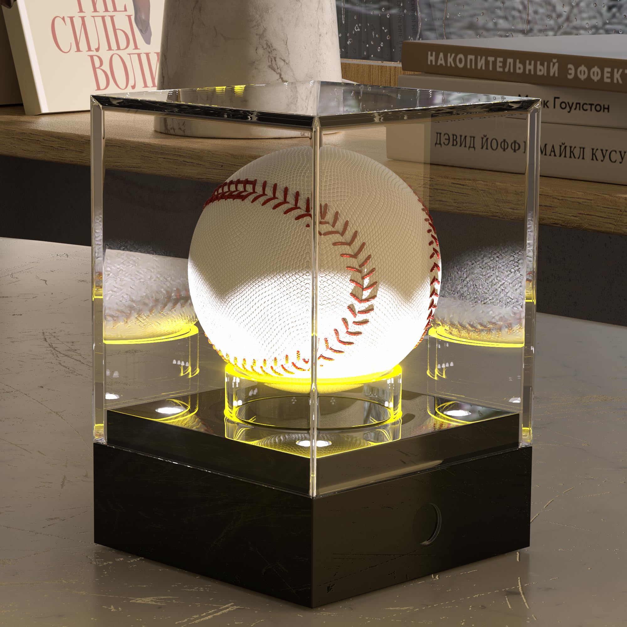 Leadiy Baseball Display Case with Led Light,Acrylic Baseball Case Display for Balls,Clear Baseball Holder, Light Up Baseball Case, Best Gifts for Memorabilia Baseball