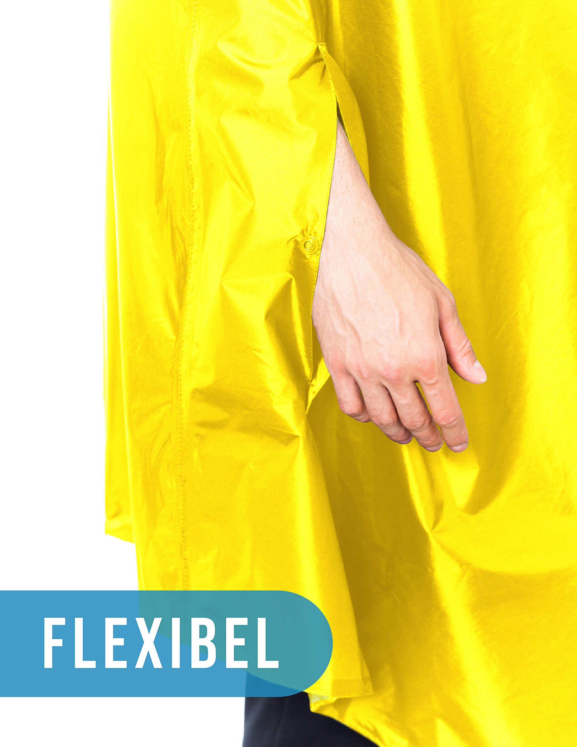 HOCK Fahrrad Regenponcho 'Rain Light' mit Kapuze und seitlicher Armöffnung - Extra Leichtes Regencape für Damen & Herren - 100,0% Wasserdichter Fahrradponcho inkl. Sturmband