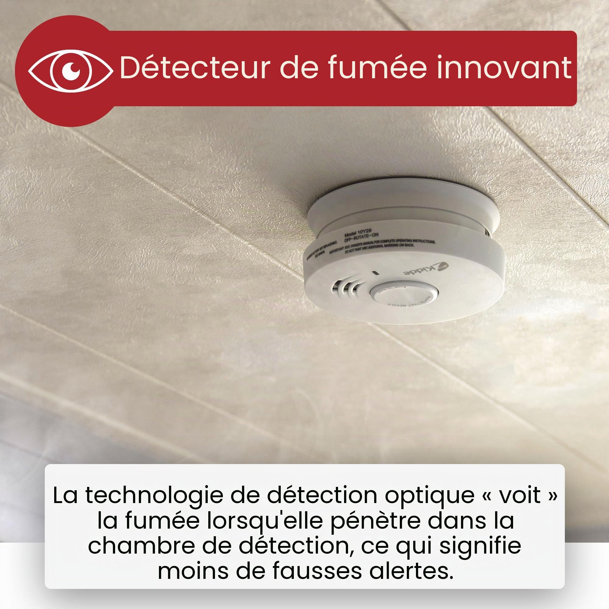 Kidde 10y29 détecteur de fumée – optique photoélectrique 10 AN (Vie et garantie) scellé batterie