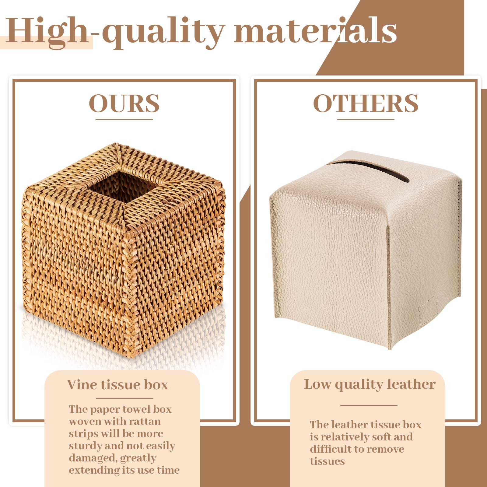 Amazon｜Kigley 正方形ラタンティッシュボックスカバー ボーホー