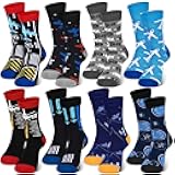 Haysandy 8 Pairs Men Funny Crew Socks Christmas Gifts Athletic Socks for Men Christmas Birthday Holiday Stocking Stuffer