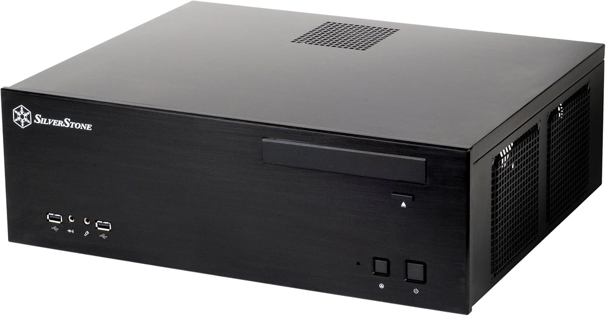 Silverstone Technology Aluminum Front Panel and SECC Body Micro ATX HTPC Computer Case with 2X USB3.0 Front Ports Cases in Black GD04B-3.0-USA