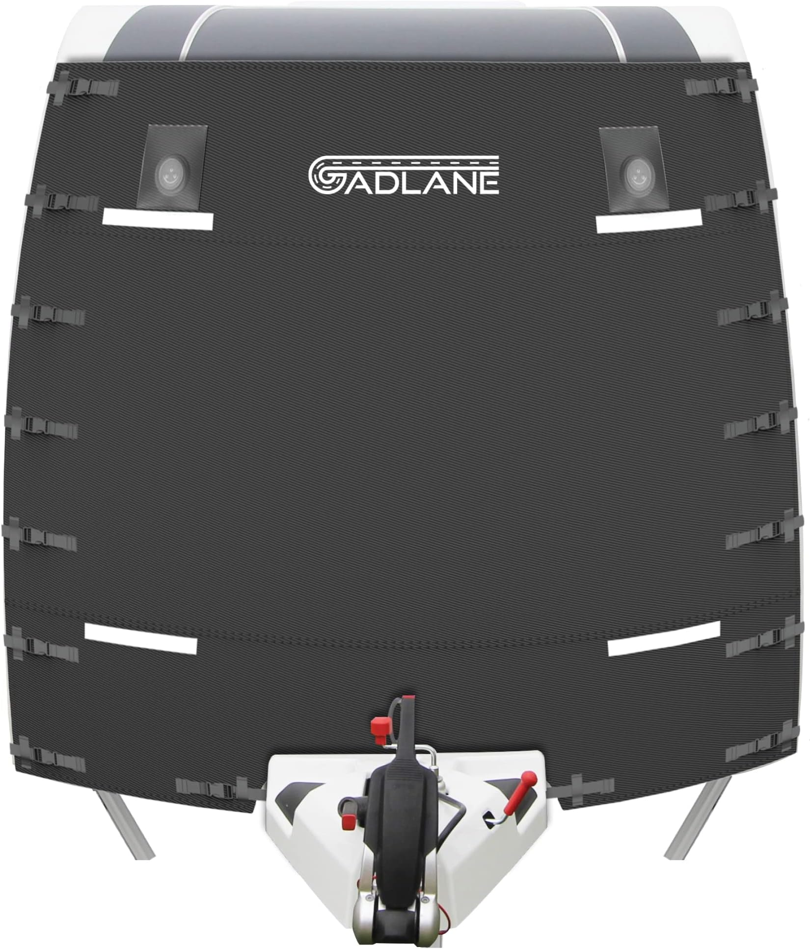 Caravan Front Cover - Caravan Front Towing Cover Protector with High Visibility LED Lights & Reflective Strips, Waterproof, Fits Most Caravans - Includes Storage Bag (Black)