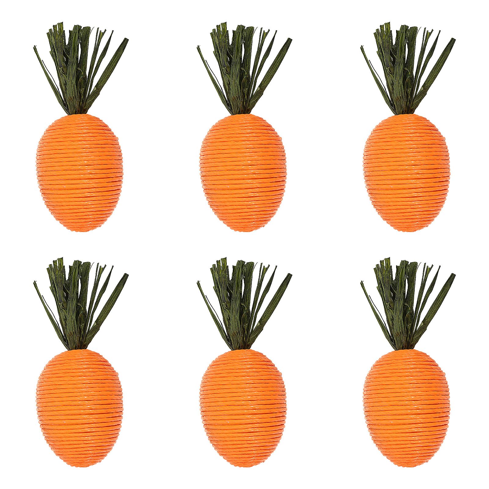 6Pcs Easter Spring Carrots Decor Toy Artificial Fake Plastic Woven Threaded Carrot Ornaments for Mantel Home Kitchen Party