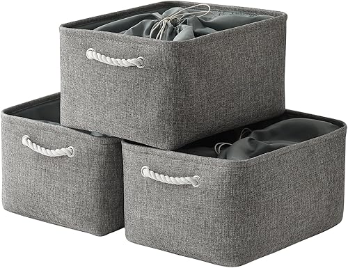 Miniatura 37 de TheWarmHome Cesta decorativa rectangular de tela con asas para almacenamiento de ropa