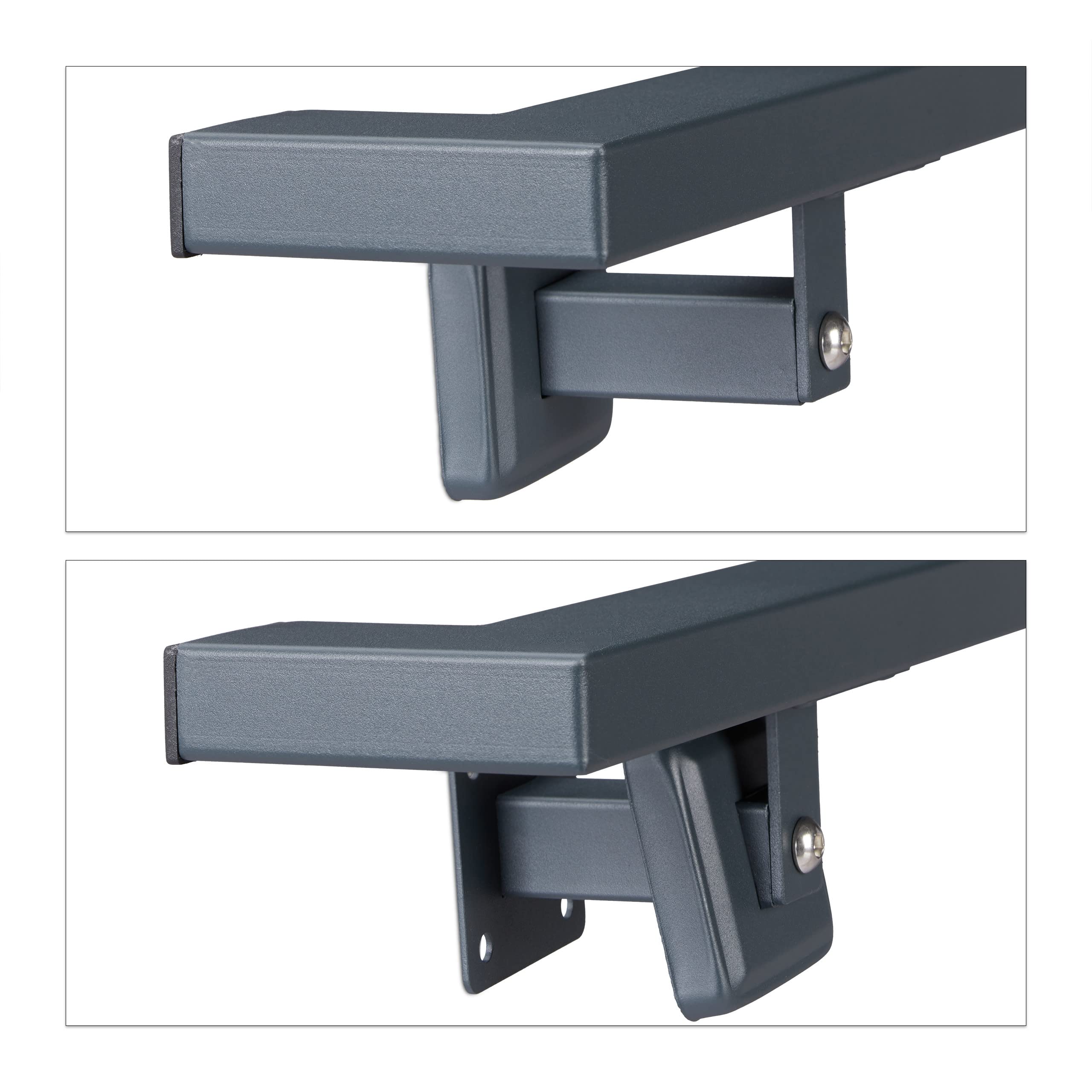 Relaxdays Corrimano Rettangolare per Scale, Passamano per Interni, 200 cm, con Staffa Supporto a Parete Antracite