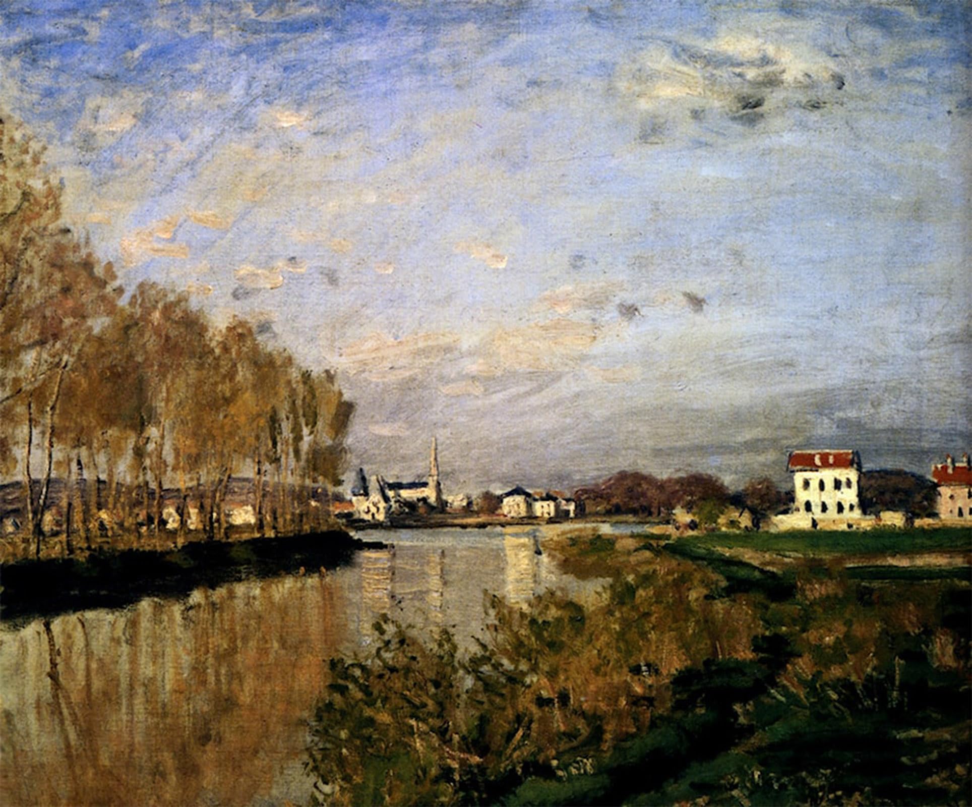 HRJUBWREE Oil Painting Prints on Canvas Painting Picture the Seine At Argenteuil by Claude Monet Artwork Canvas Prints for Office Decor 60x90cm