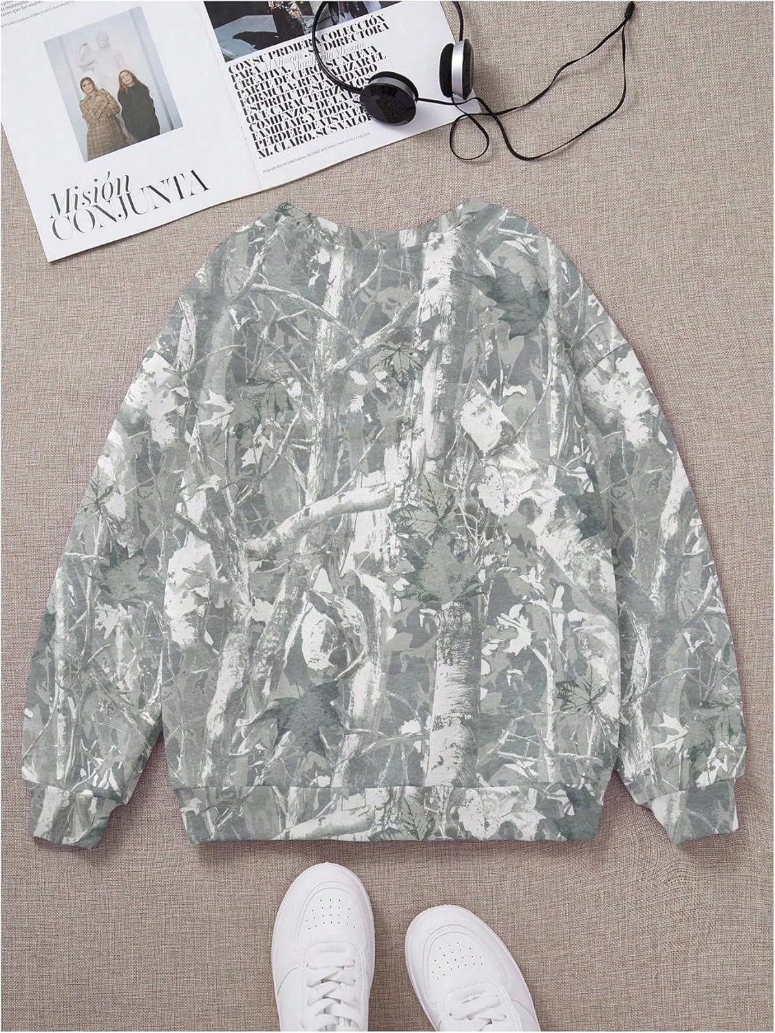 OYOANGLE Girl's Number Camo Print Jersey Sweatshirts Long Sleeve Loose Pullover Top Streetwear - Image 3