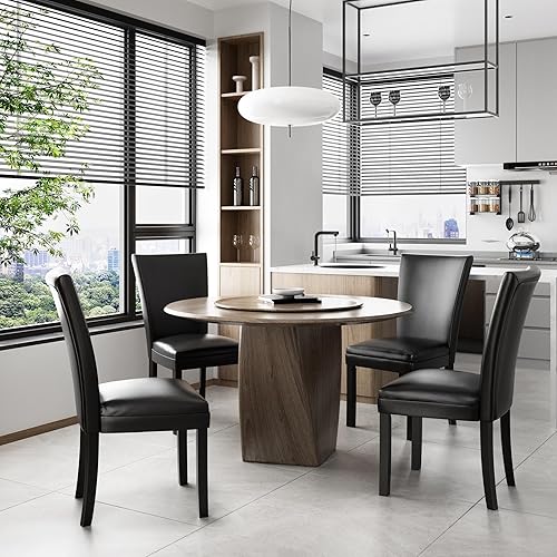 Miniatura 2 de LEEMTORIG Parsons - Sillas de comedor tapizadas, de piel sintética, para comedor, cocina, con patas de madera maciza para sala de estar, dormitorio,