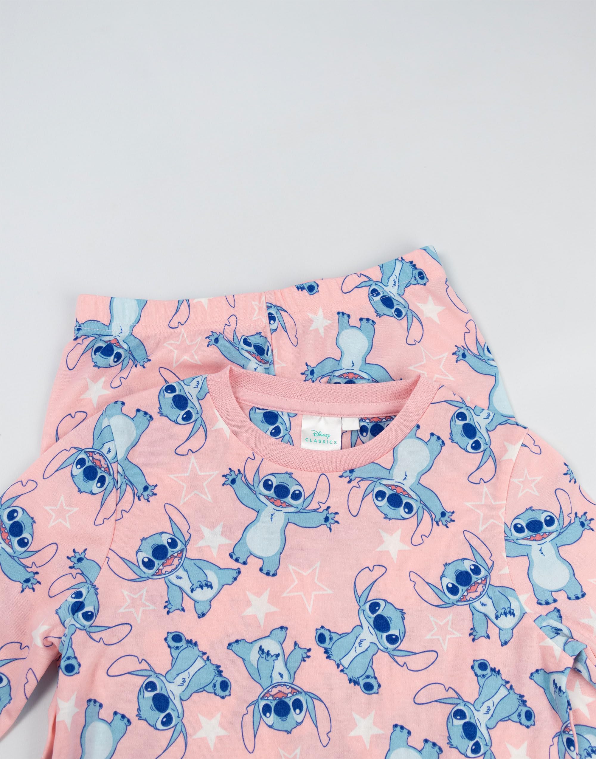 Disney Lilo i Stitch Dziewczęcy - różowy komplet piżamowy z długim rękawem i nogawkami, 3 części | Przyjemny polar z postacią Stitcha | Zapinana na zamek piżama do spania
