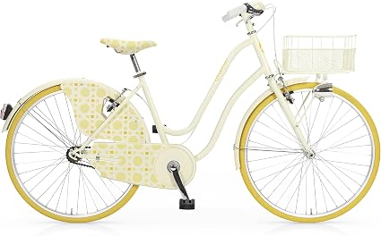 MBM Bicicletta da Donna Old Style Mima con Cesto in Tinta (Giallo Sole) :  Sport e tempo libero