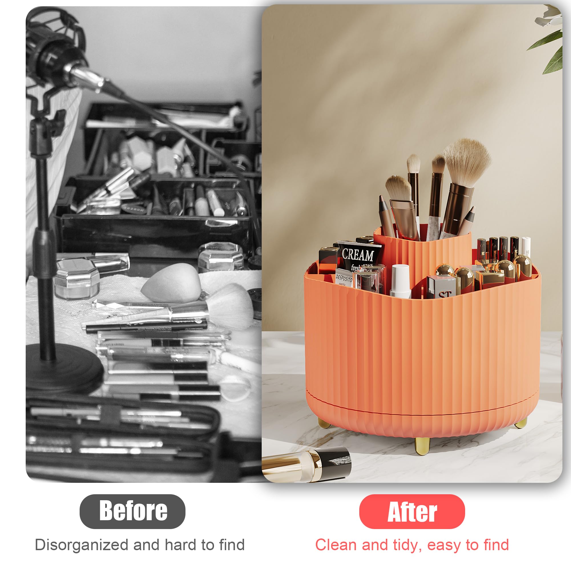 Veki 360°Rotating Makeup Brush Holder Organizer - Image 4