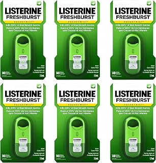 Listerine Freshburst Pocketmist Breath Spray - Kills 99% Bad Breath Germs, Portable Spearmint Mist, Sugar-Free, 6x7.7mL Pack
