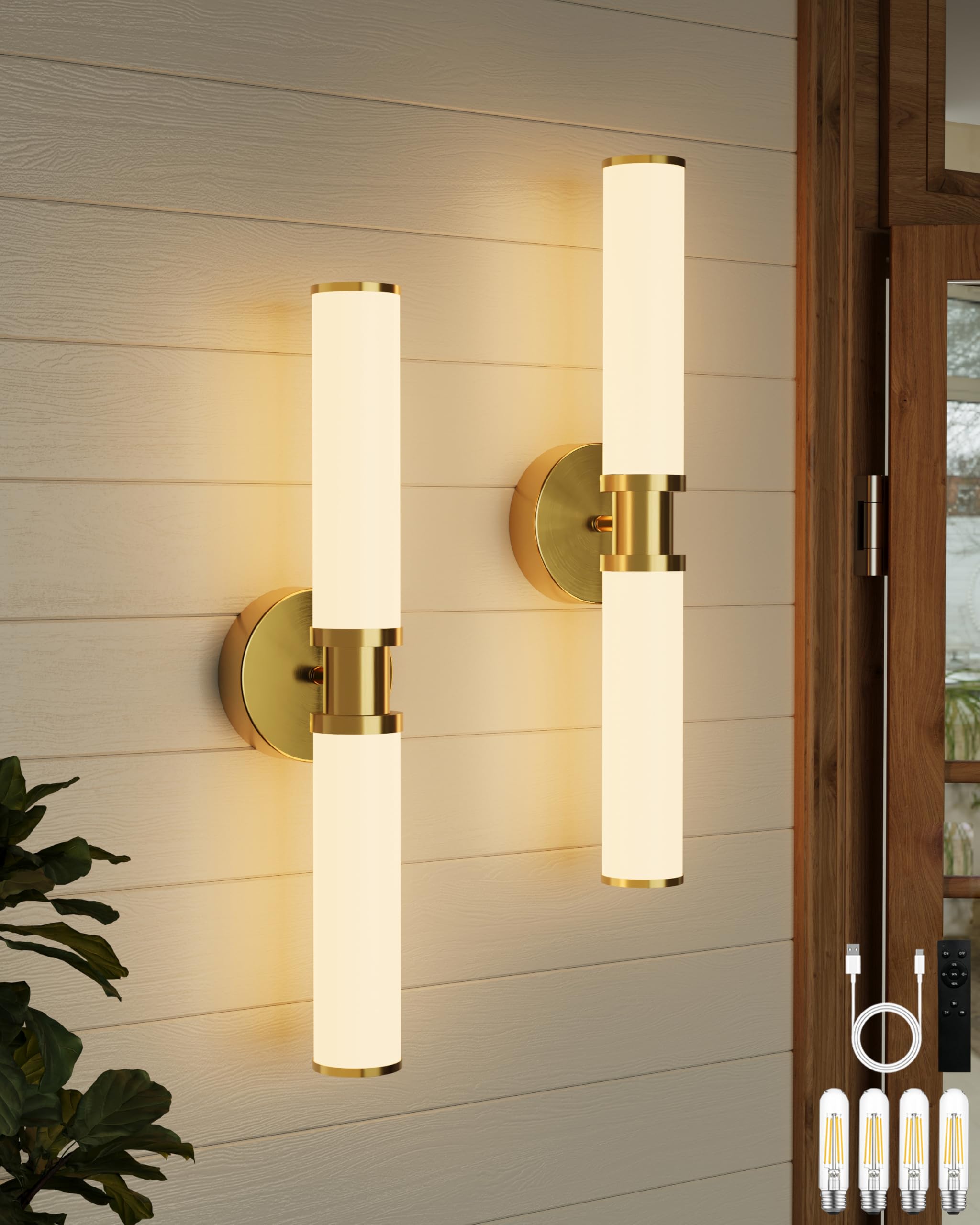 Photo 1 of Battery Operated Wall Sconce Set of 2, Black & Walnut Rechargeable Wall Sconces, Modern Cordless Wall Lights with Remote Control, Dimmable for Living Room, Bedroom, Bathroom, Hallway, Entryway 3000K