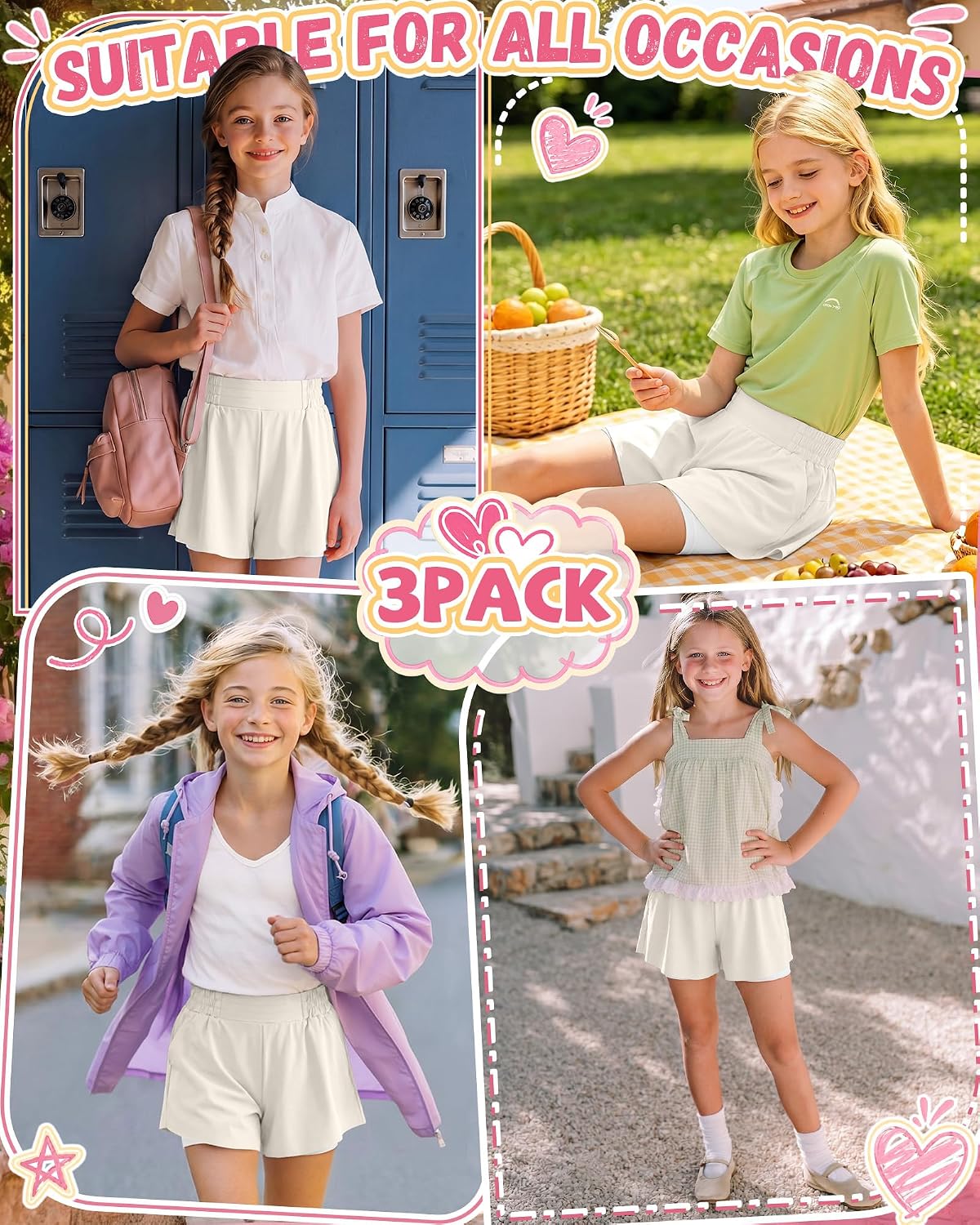 Girls' Athletic Flowy Shorts