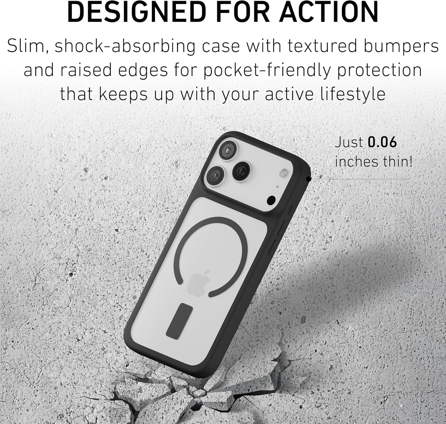 PEEL Active Bumper Case for iPhone 17 Pro Max (Black) – Military-Grade Drop Protection, Shock-Absorbing TPU Bumpers, Embedded Magnet Compatible with MagSafe, Slim Minimalist Design, Branding-Free