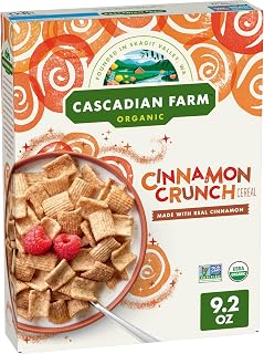Cascadian Farm Organic Cinnamon Crunch Cereal 9.2 oz - Whole Grain Non-GMO USDA Organic Breakfast