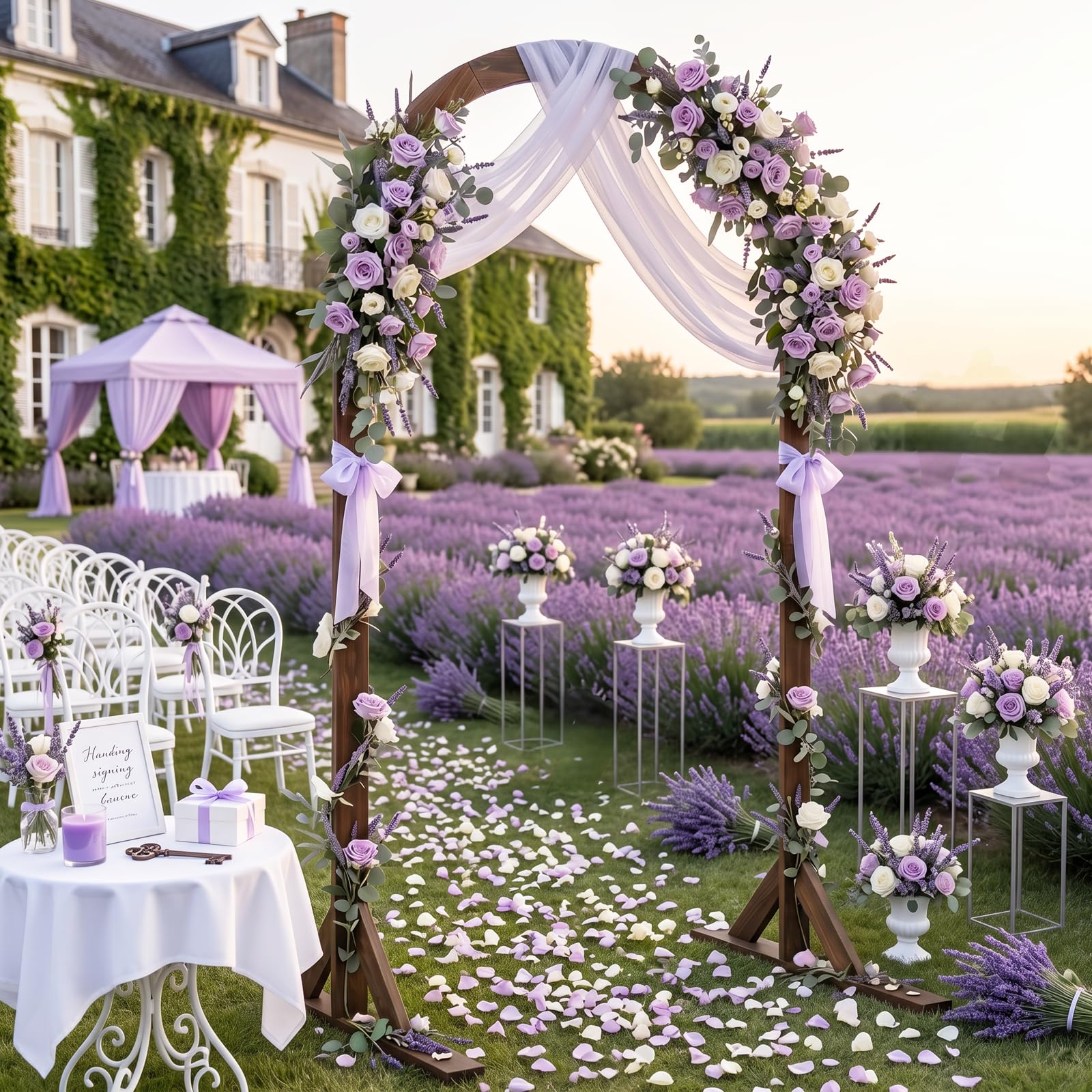 PlusFive 2,1 m Holz Hochzeitsbogen – Große Ballonbogen Hintergrund Ständer, Wooden Wedding Arch Traubogen Hochzeits Bogen Gestell für Hochzeiten Heiratsanträge Valentinstag Garten Dekoration