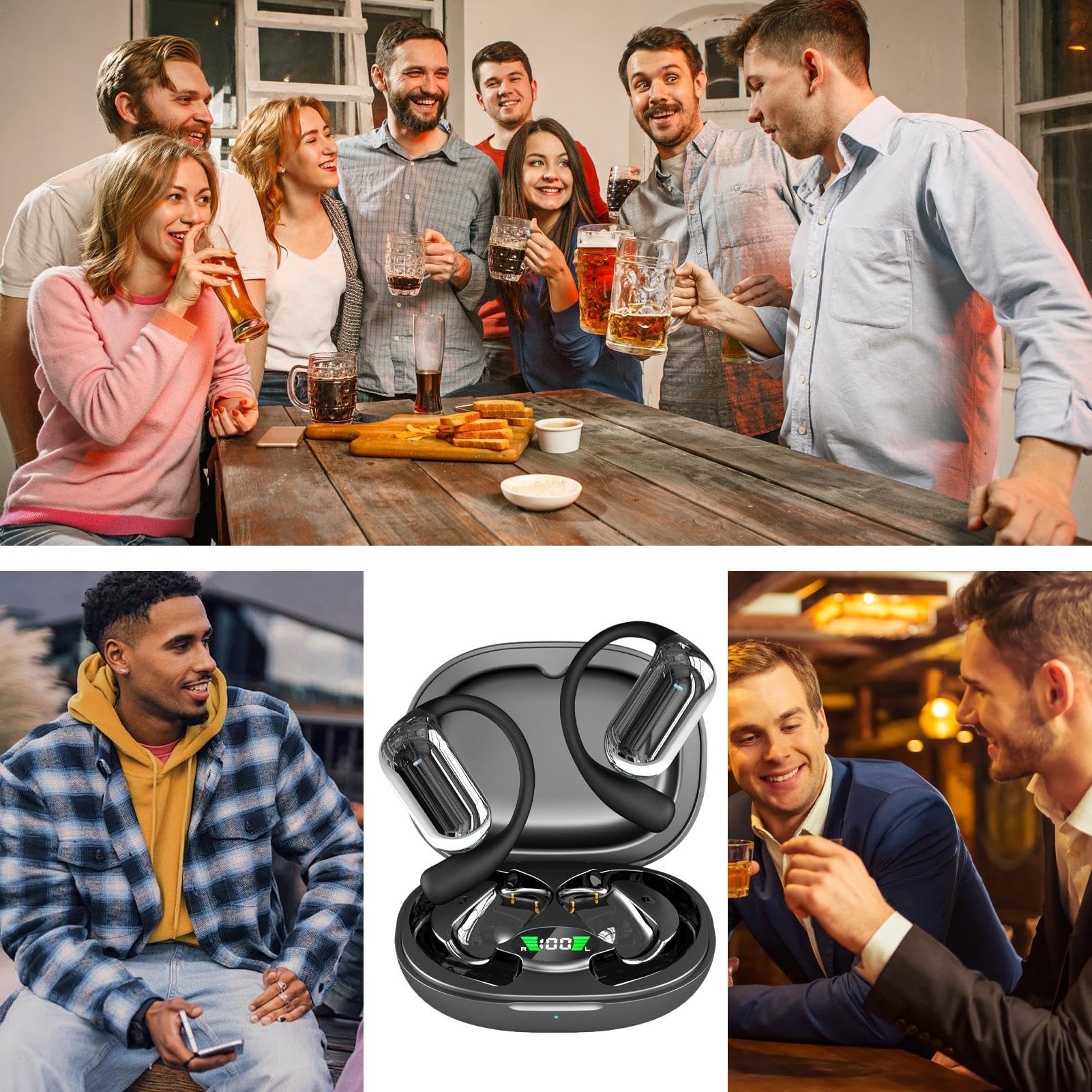 Auricolari traduttori linguistici, Auricolari per traduzione Wireless, traduzione intelligenza Artificiale, traduttore in Reale, 144 Lingue, Cuffie in-Ear per Viaggi