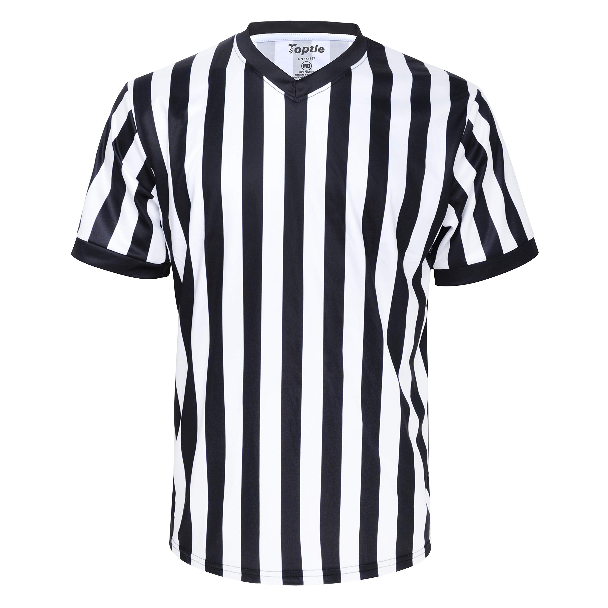 TopTie Camiseta de Árbitro Hombre Cuello de Pico Rayas Clásicas Blanco y Negro