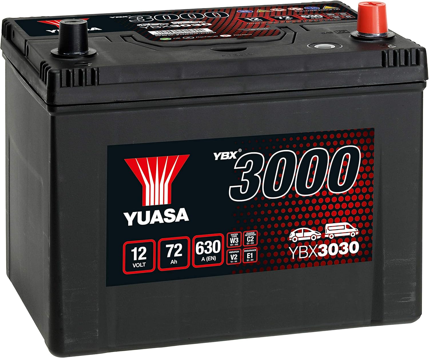 Yuasa YBX3030 12V 72Ah 630A SMF Battery Amazon.co.uk Automotive