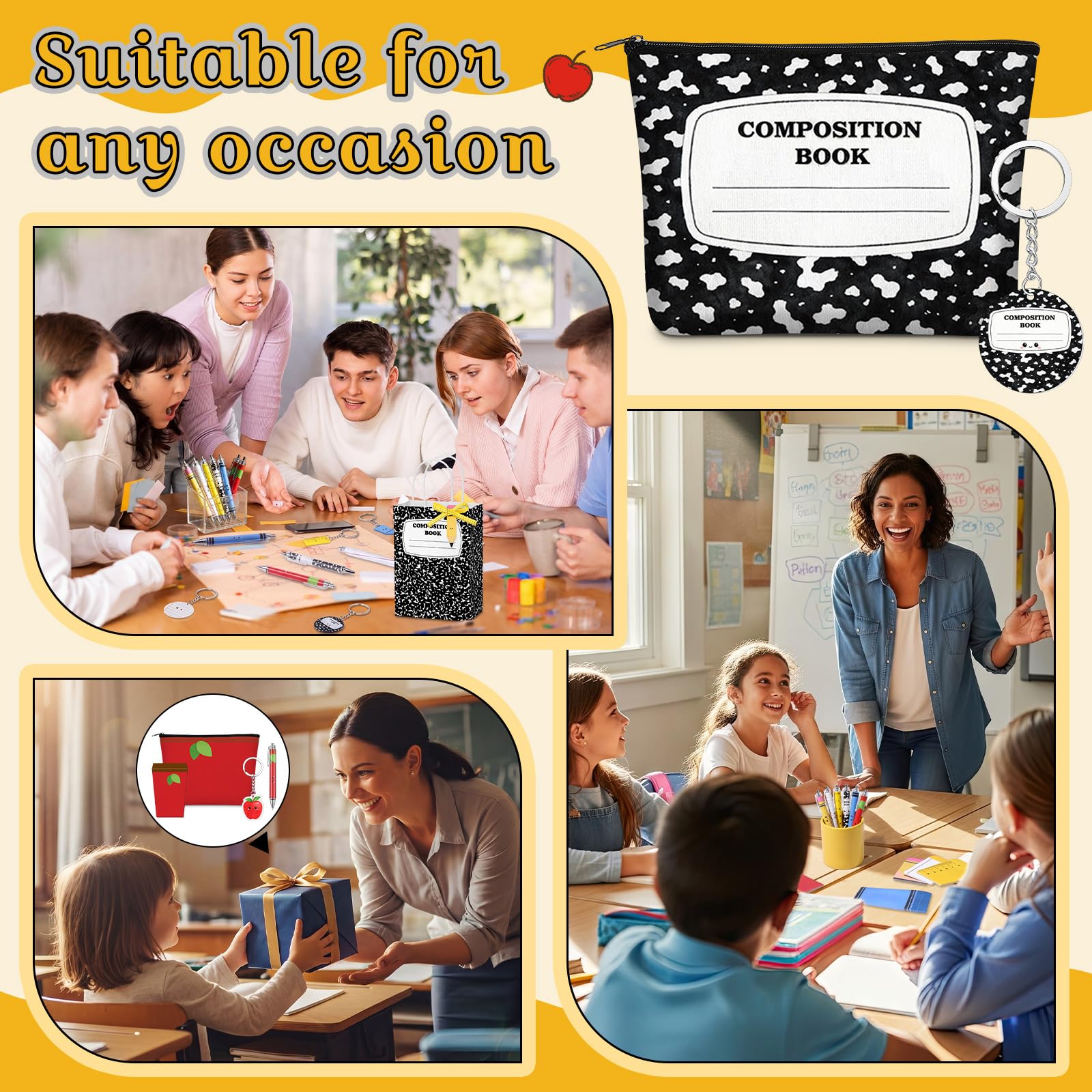 Sabary Sets für Lehrer, Wertschätzungsgeschenke, Papierrollenstifte, Acryl-Schlüsselanhänger, Make-up-Taschen, Notizbücher, Haftnotizen, Papiertüten, Namensschilder, Lineal für Abschlussfeier, Party