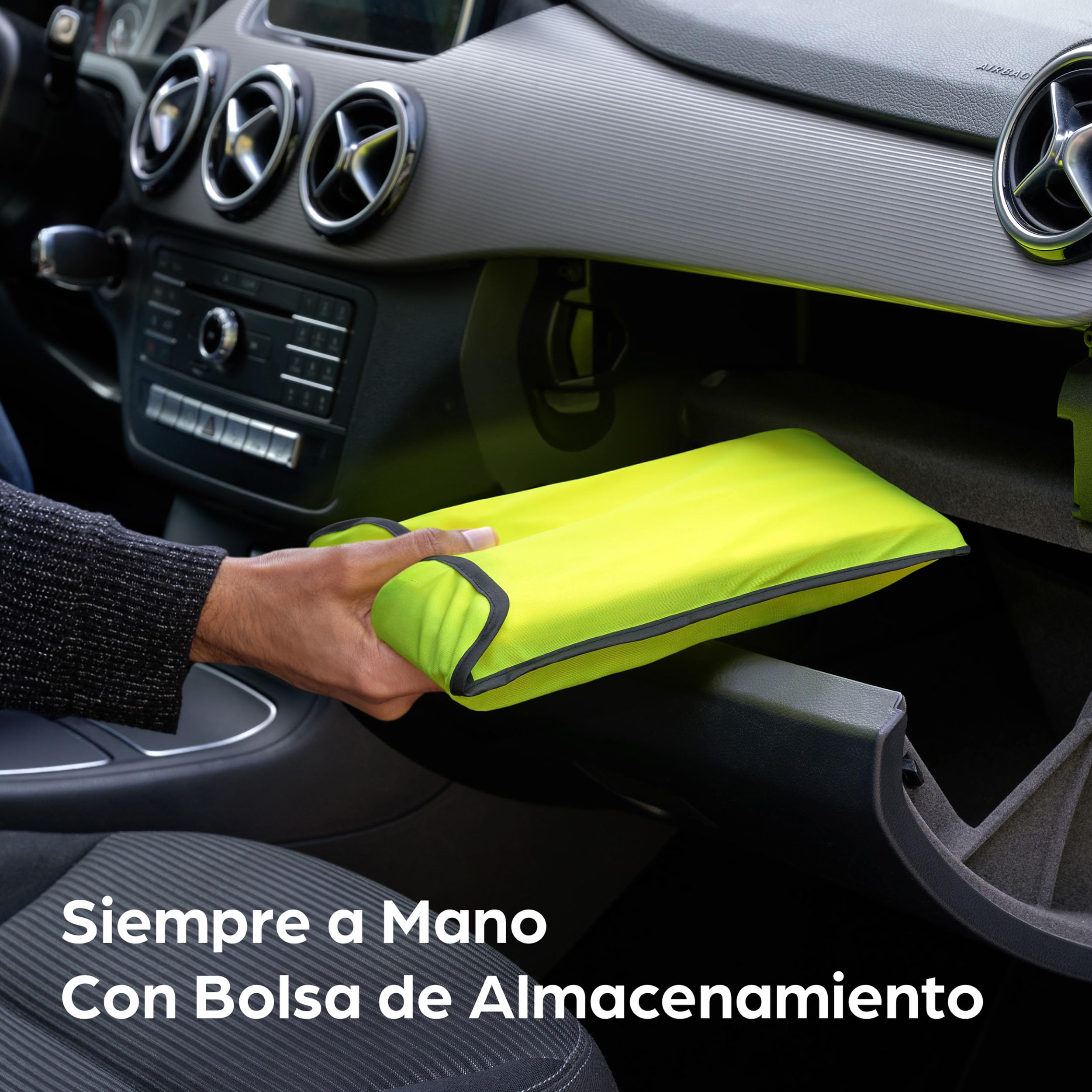 Prowiste 4 Chaleco Reflectante Homologado Set con Bolsa – Certificado EN ISO 20471, Válido en Toda Europa – Ideal para Auto, Construcción - Talla Única - Amarillo