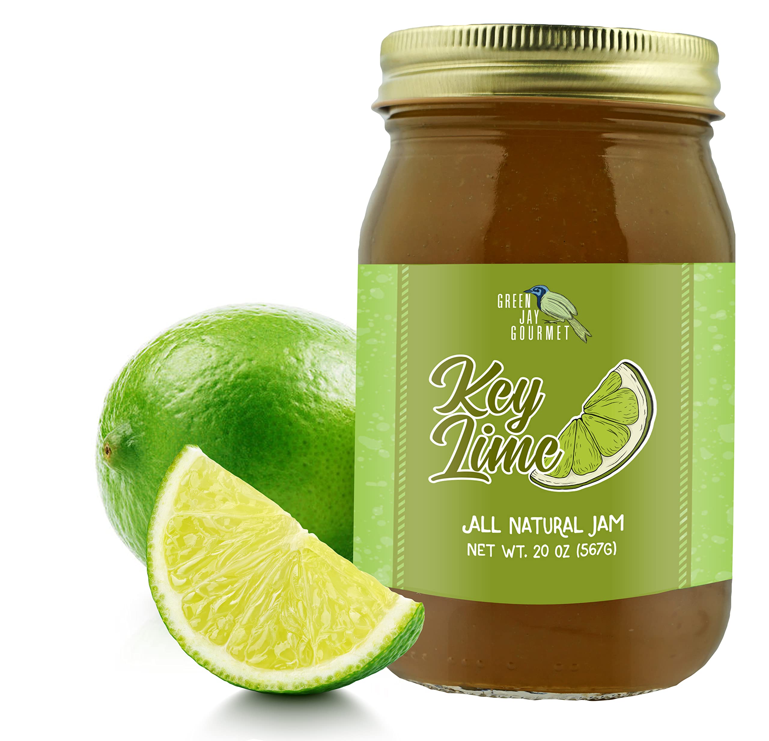 Green Jay Gourmet Key Lime Jam – All-Natural – Key Lime Pie Filling & Dessert Topping – Vegan, Gluten free Jam - Contains No Preservatives or Corn