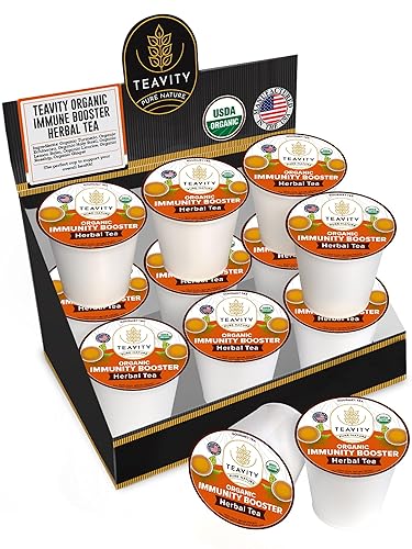 Teavity - Cápsulas de té orgánico de jengibre con equinácea, cúrcuma, regaliz para té descafeinado Keurig (12 cápsulas de té) disponible en Yaxa Guatemala