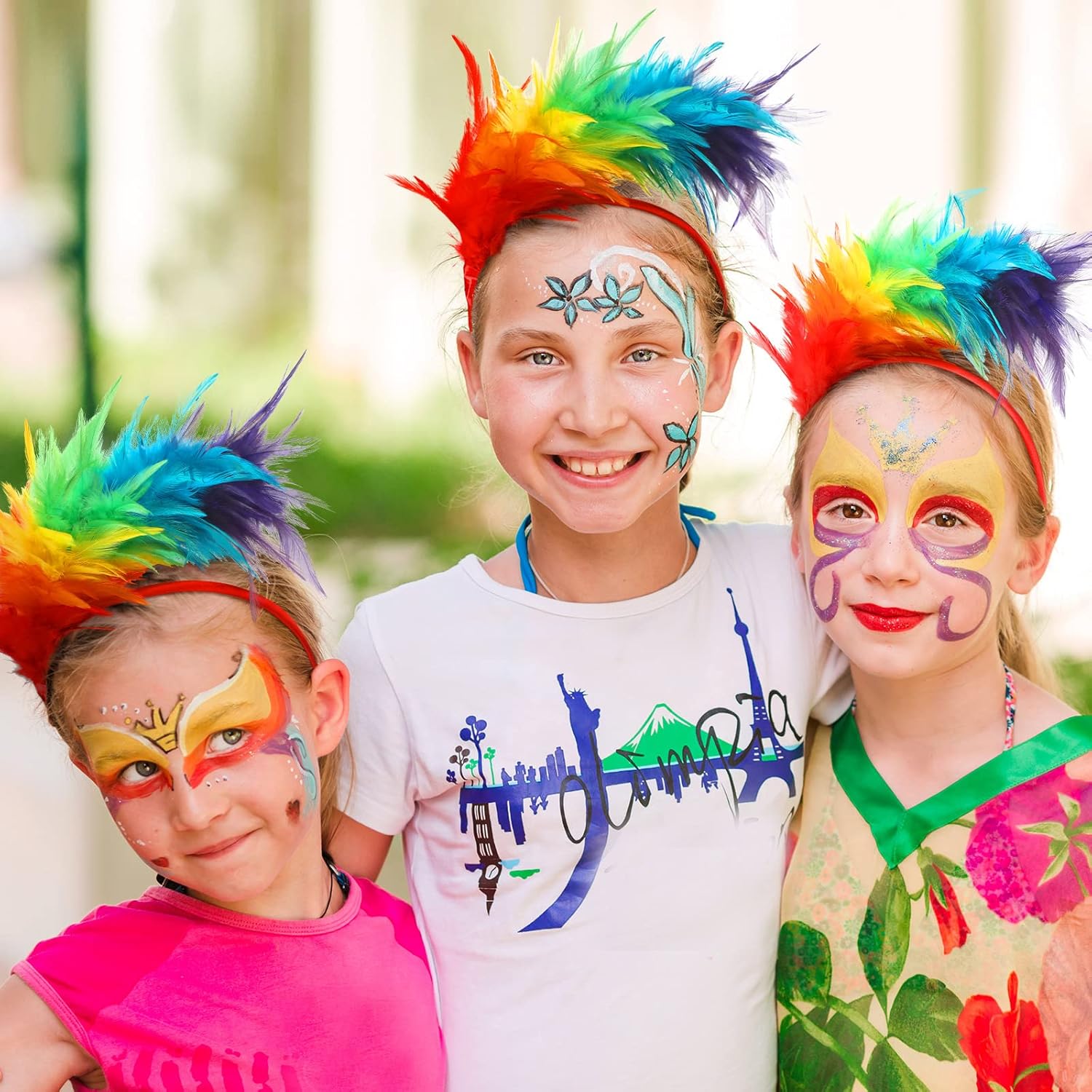 Yunlly 6 Pcs Mardi Gras Fascinator Feather Headband 1920 Feather Headband Hat Parrot Hair Band Party Costume Women Accessory(Rainbow) - Image 5