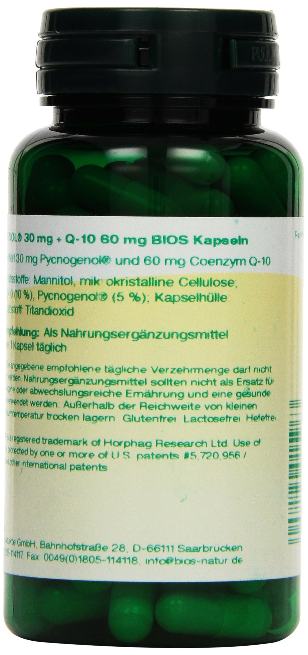 Bios Pycnogenol 30 mg mit Q-10 60 mg, 100 Kapseln, 1er Pack (1 x 58 g)