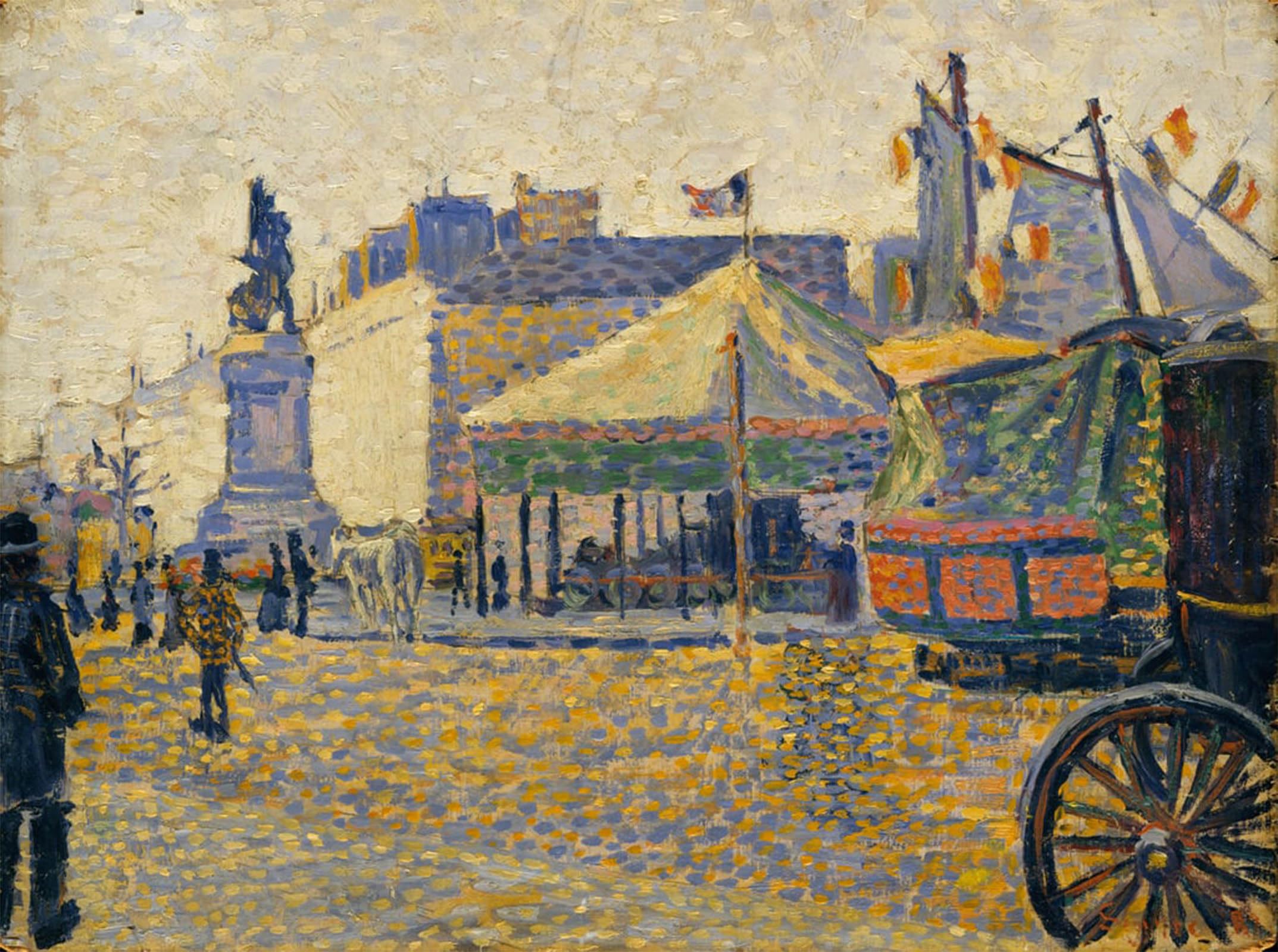 SERENDIPITP Vintage Picture Print on Canvas Wall Art Poster Place De Clichy by Paul Signac Artwork Print Poster for Wall Decor 60x90cm