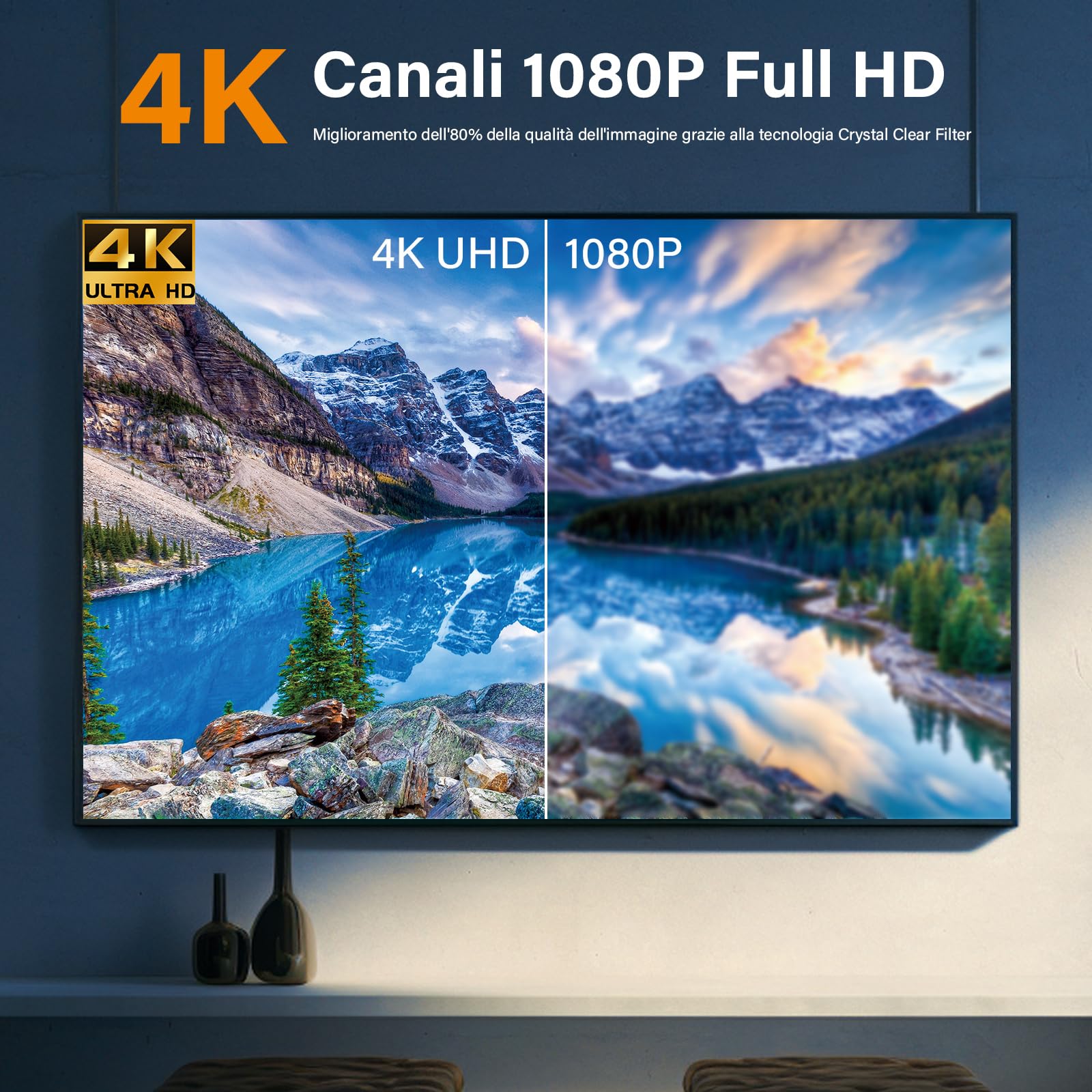 Antenna TV Interna Amplificata Potente,2025 Antenna Smart TV da interno con cavo da 3m, potente base magnetica, ricezione a 360° Supporta 4K/1080p/VHF/UHF DVB-T/T2 Canali Gratuiti